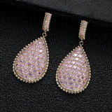 Geometric CZ Drop Earrings for Women Wedding Dubai Bridal Jewelry