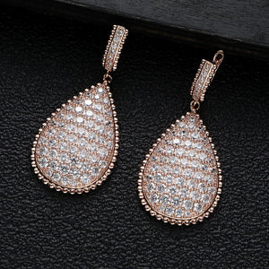 Geometric CZ Drop Earrings for Women Wedding Dubai Bridal Jewelry