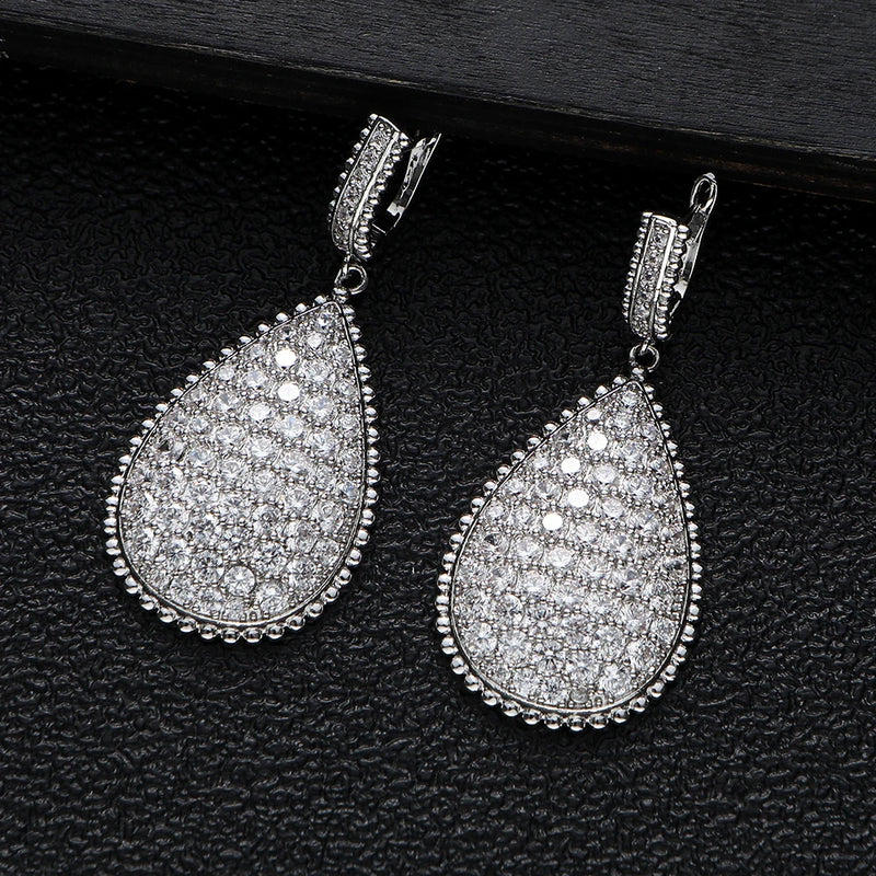 Geometric CZ Drop Earrings for Women Wedding Dubai Bridal Jewelry