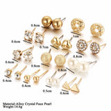 Geometric Star Heart Rhinestone Earrings Set