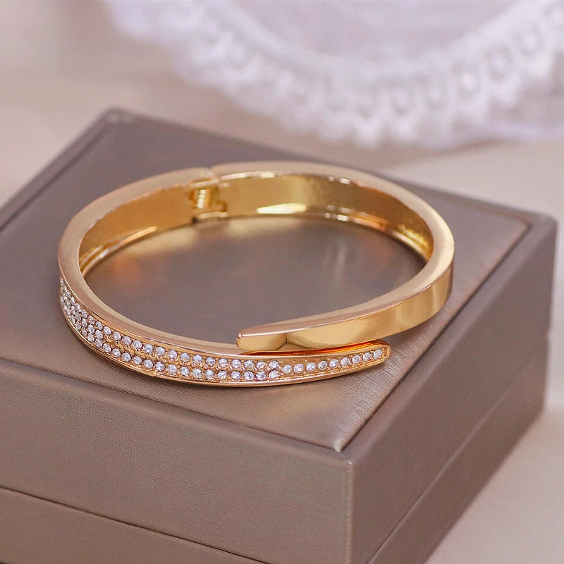 Crystal Cuff Bracelet Rose Bangles Female Jewelry Accessory