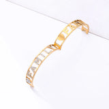Stainless Steel Bracelet Bangle with Rhinestone FAMILY Letters Charms