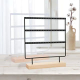 3-Layer Earring Jewelry Display Stand with Wooden Base