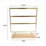 3-Layer Earring Jewelry Display Stand with Wooden Base