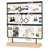 3-Layer Earring Jewelry Display Stand with Wooden Base