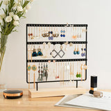 3-Layer Earring Jewelry Display Stand with Wooden Base