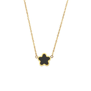 Acrylic Flower Pendant Necklace Earrings Set 18k Plated