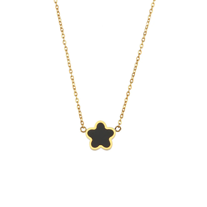 Acrylic Flower Pendant Necklace Earrings Set 18k Plated