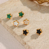 Acrylic Flower Pendant Necklace Earrings Set 18k Plated