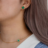 Acrylic Flower Pendant Necklace Earrings Set 18k Plated