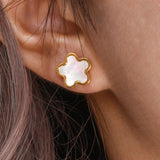 Acrylic Flower Pendant Necklace Earrings Set 18k Plated