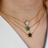 Acrylic Flower Pendant Necklace Earrings Set 18k Plated