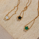 Acrylic Flower Pendant Necklace Earrings Set 18k Plated