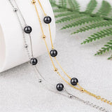 Pearl 925 Sterling Silver Bracelet Double Layer