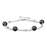Pearl 925 Sterling Silver Bracelet Double Layer