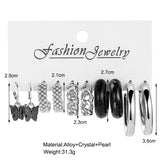 Metal Resin Earrings Set Retro Circle Pearl Heart Drop Jewelry