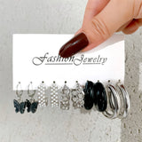 Metal Resin Earrings Set Retro Circle Pearl Heart Drop Jewelry