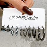 Metal Resin Earrings Set Retro Circle Pearl Heart Drop Jewelry