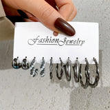 Metal Resin Earrings Set Retro Circle Pearl Heart Drop Jewelry