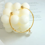Stainless Steel Pearl Cuff Bangle Bracelet for Women