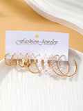 Geometric Square Round Pearl Hoop Earrings Set Resin Acrylic Butterfly
