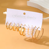 Geometric Square Round Pearl Hoop Earrings Set Resin Acrylic Butterfly