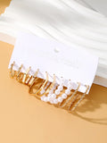 Geometric Square Round Pearl Hoop Earrings Set Resin Acrylic Butterfly