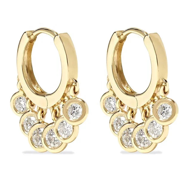 Bohemian Crystal Hoop Earrings 925 Silver Jewelry