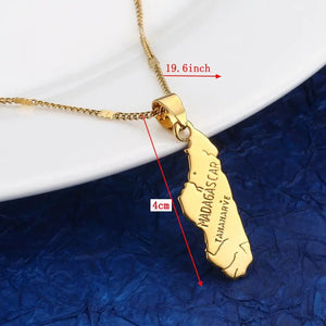 Madagascar Map Pendant Necklace Malagasy Maps Chain Jewelry