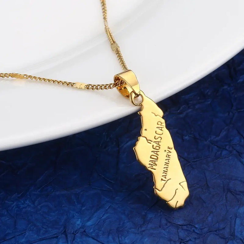 Madagascar Map Pendant Necklace Malagasy Maps Chain Jewelry