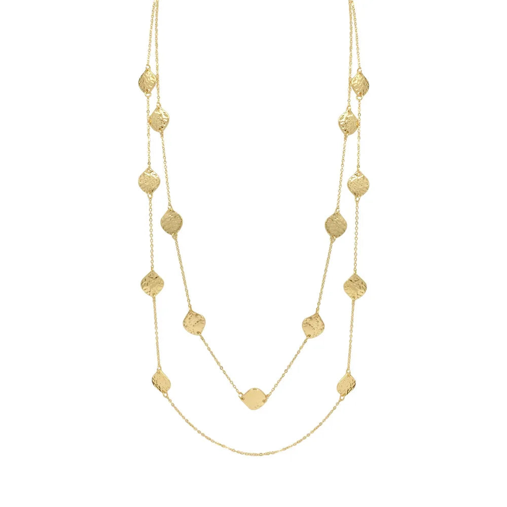 Hammered Leaf Layered Necklace for Women