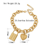 Heart Engraved Charm Bracelet Chunky Boho Modern Jewelry
