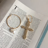 Pearl Heart Charm Clear Stone Hoop Earrings for Women