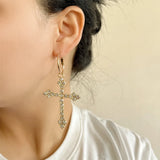 Pearl Heart Charm Clear Stone Hoop Earrings for Women