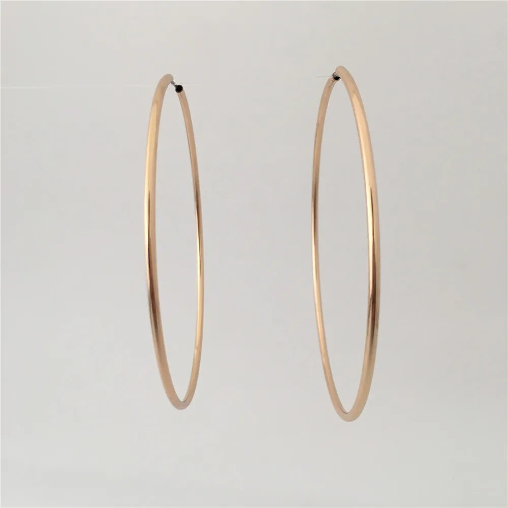 Silver Large Endless Hoop Earrings For Women Girl