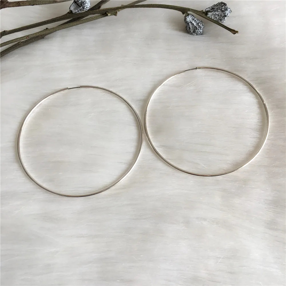 Silver Large Endless Hoop Earrings For Women Girl