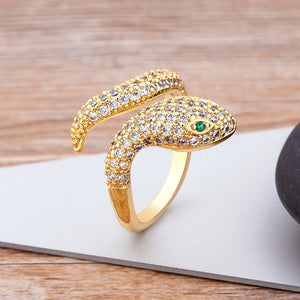 Snake Open Ring Adjustable Zirconia Finger Ring