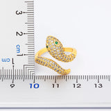 Snake Open Ring Adjustable Zirconia Finger Ring