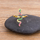 Snake Open Ring Adjustable Zirconia Finger Ring