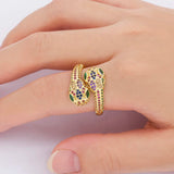 Snake Open Ring Adjustable Zirconia Finger Ring