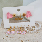 Pink Pearl Butterfly Heart Hoop Drop Earrings
