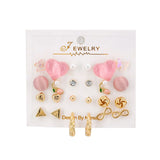Pink Pearl Butterfly Heart Hoop Drop Earrings