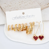 Pink Pearl Butterfly Heart Hoop Drop Earrings