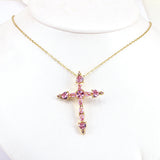 Plated Copper Green Cross Pendant with CZ - Birthday Gift