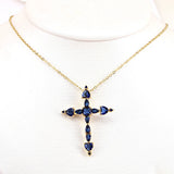 Plated Copper Green Cross Pendant with CZ - Birthday Gift
