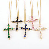 Plated Copper Green Cross Pendant with CZ - Birthday Gift