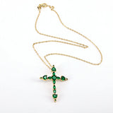 Plated Copper Green Cross Pendant with CZ - Birthday Gift