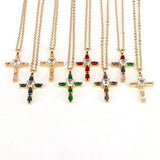 Plated Copper Green Red Cross Necklace Pendant Cubic Zirconia Jewerly