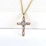 Plated Copper Green Red Cross Necklace Pendant Cubic Zirconia Jewerly