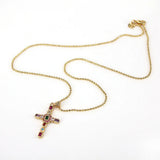 Plated Copper Heart Cross Necklace Pendant Cubic Zirconia Jewelry